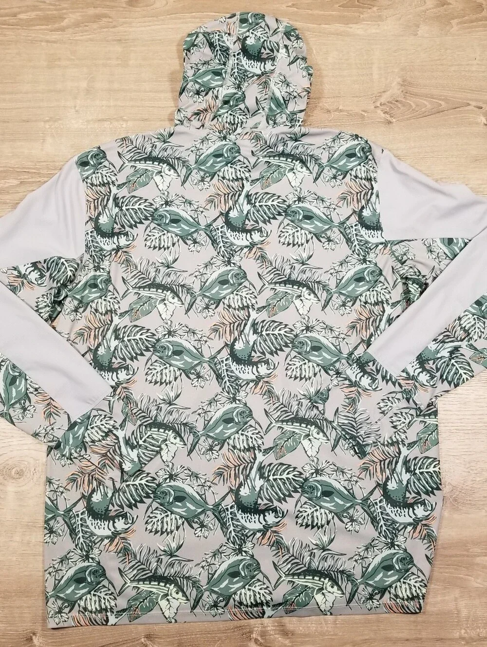 Simms Intruder Hoody Performance Fishing Mens Large Tropical Floral Fish Print